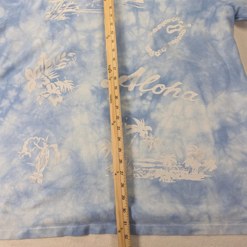 Polo Ralph Lauren Mens XXL Blue Tie Dye Aloha Hawaii Graphic Polo Shirt H567